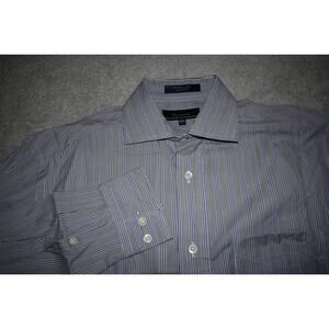 Faconnable Gray with Purple Blue Stripe Button-Down Shirt